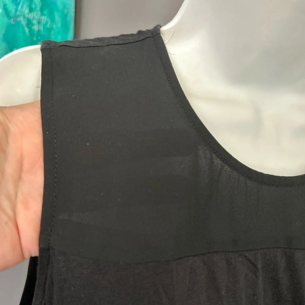 J CREW Top Womens Small‎ Black Sleeveless Tank Fringe Hem Zip Back Cotton